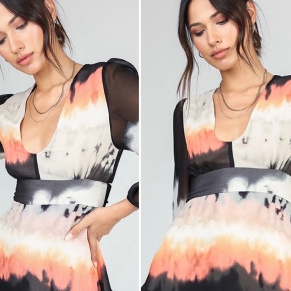 Women’s tie dyed layered chiffon dress - Picture 3 of 4